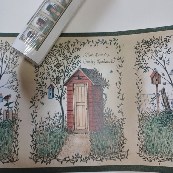 Wallpaper Border Country Portrait Blocks Outhouse Bathroom - Picture 3 of 12
